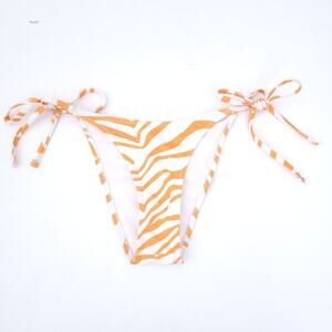 Shein Zebra Side Tie Bikini Bottom SMALL Cheeky Brazilian Orange Swimsuit Bathin